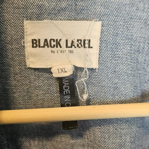 Black Label Blue Distressed Pocket Casual Pocket‎ Denim Jacket Size 1XL - Picture 9 of 9